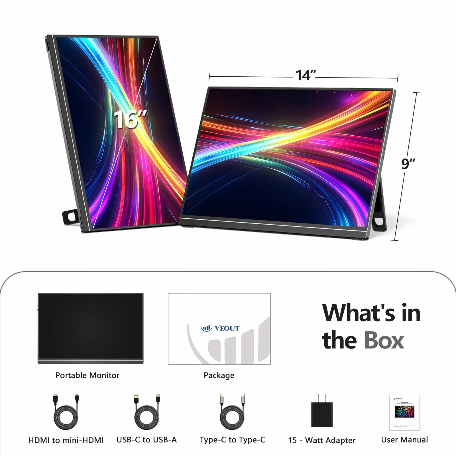 16 inch 2.5K 144Hz Portable Gaming Monitor,2560x1600 100% sRGB HDR FreeSync ,Ultra Slim w/Kickstand , Blue Light External Screen