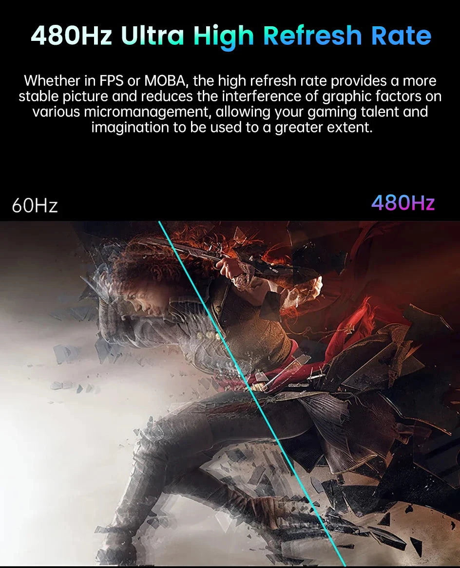 18 Inch 1.5K 480Hz Portable Monitor 100%DCI-P3 500Nit HDR 1MS FreeSync IPS Screen Gaming Display For Laptop PC XBox PS4/5 Switch