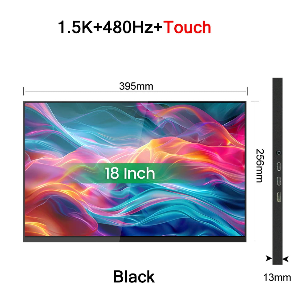 18 Inch 1.5K 480Hz Portable Monitor 100%DCI-P3 500Nit HDR 1MS FreeSync IPS Screen Gaming Display For Laptop PC XBox PS4/5 Switch