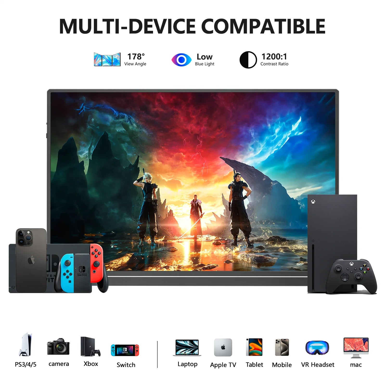 16 inch 2.5K 144Hz Portable Gaming Monitor,2560x1600 100% sRGB HDR FreeSync ,Ultra Slim w/Kickstand , Blue Light External Screen