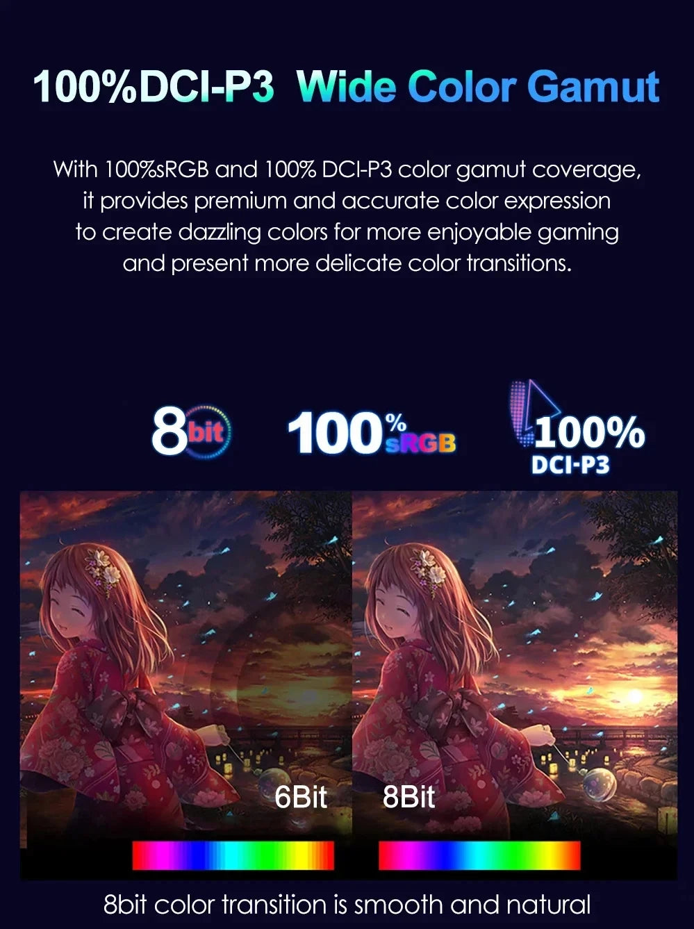 18 Inch 1.5K 480Hz Portable Monitor 100%DCI-P3 500Nit HDR 1MS FreeSync IPS Screen Gaming Display For Laptop PC XBox PS4/5 Switch