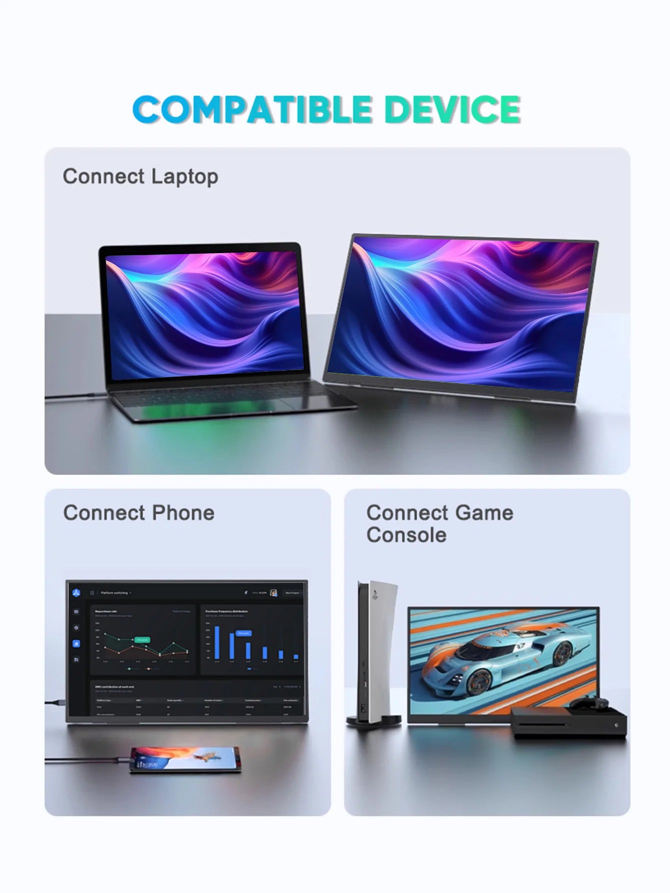 18.5'' Full HD Portable Monitor With Smart Cover & HDR, USB-C - Ideal For Laptop, PC, Phone, Mac, Gaming, And Travel