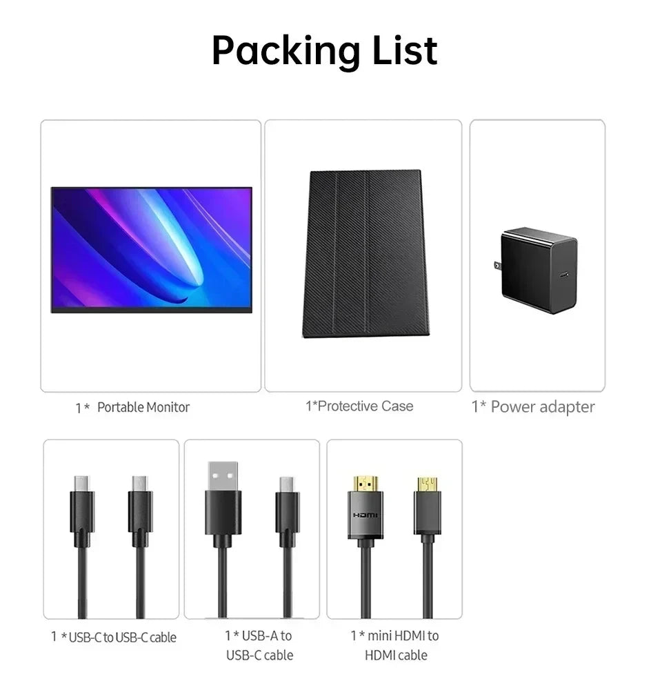 18 Inch 1.5K 480Hz Portable Monitor 100%DCI-P3 500Nit HDR 1MS FreeSync IPS Screen Gaming Display For Laptop PC XBox PS4/5 Switch