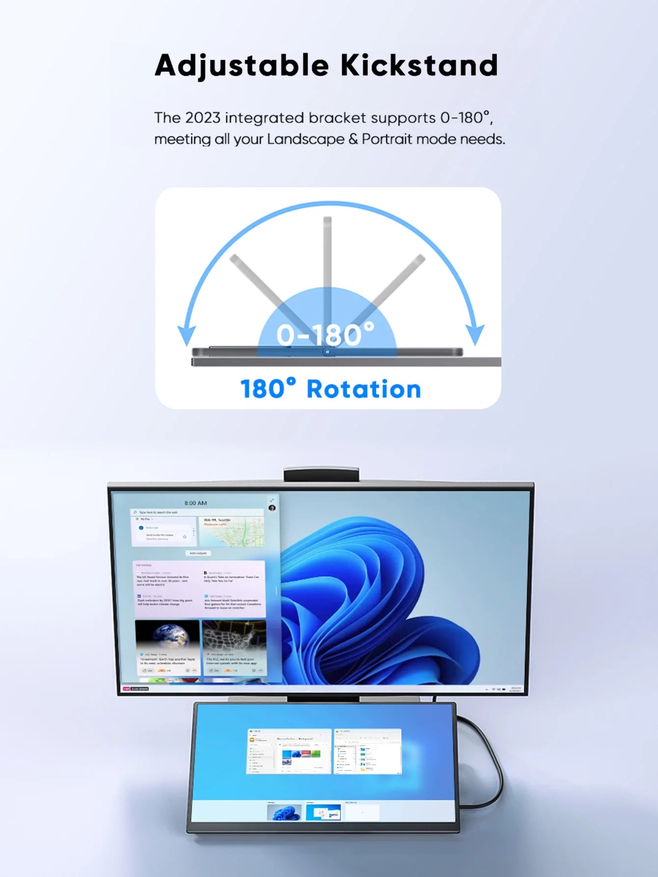 18.5'' Full HD Portable Monitor With Smart Cover & HDR, USB-C - Ideal For Laptop, PC, Phone, Mac, Gaming, And Travel