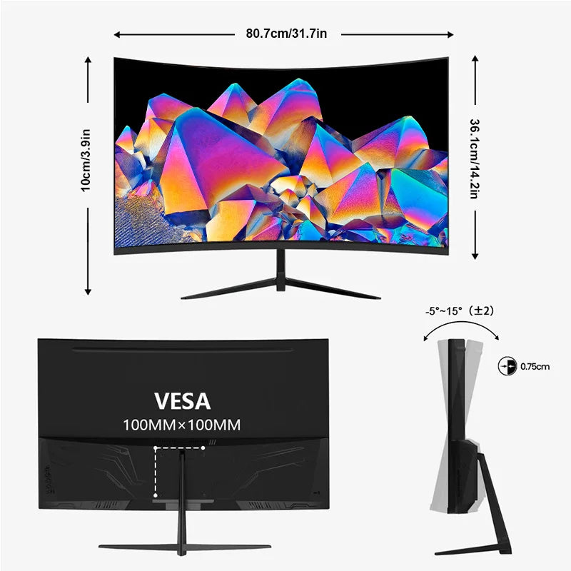 A 34-inch ultra-large curved gaming monitor with 4K HD picture quality, a 165Hz high refresh rate, and a 1500R curvature.