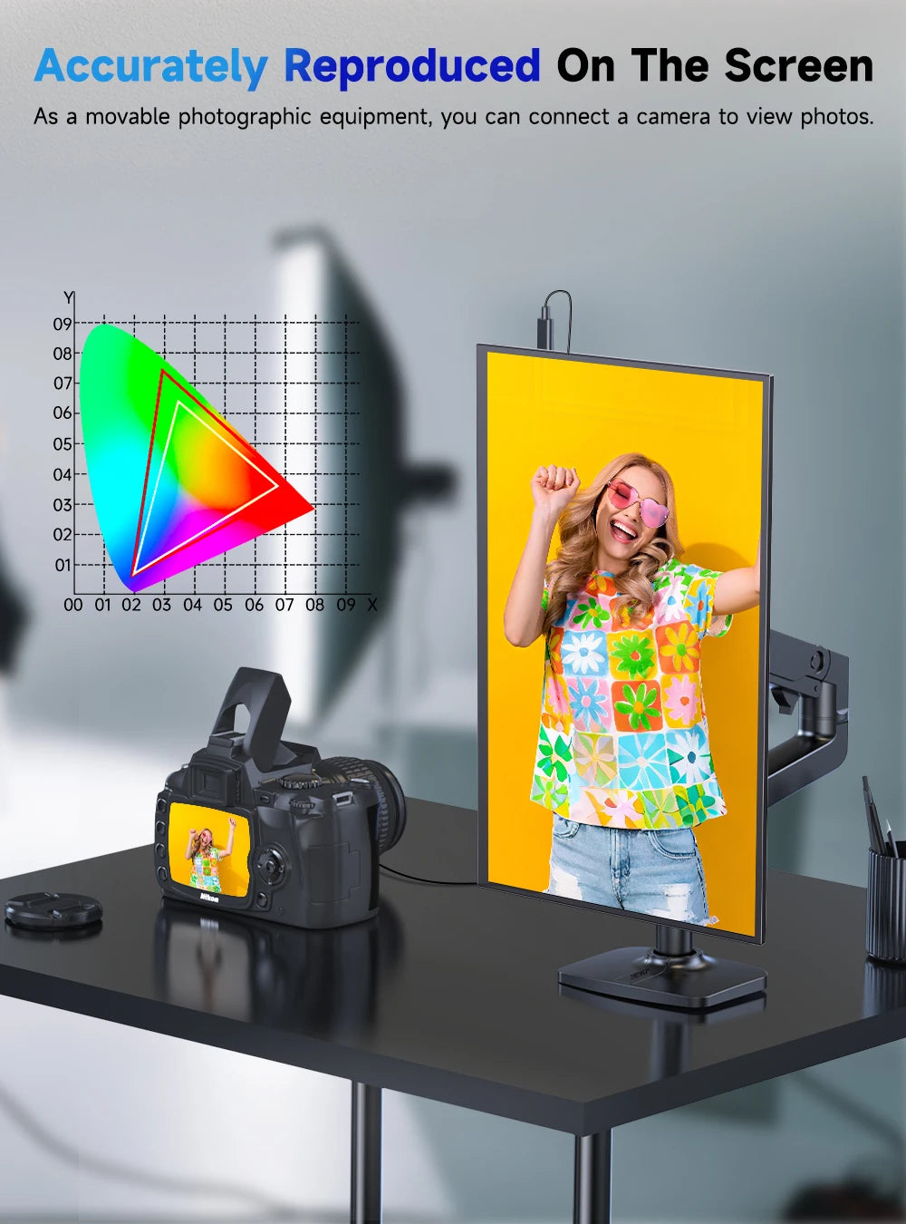 EVICIV 23.8” 4K Portable Monitor UHD 3840*2160 100%sRGB External Gaming Screen Built-in VESA Stand Speakers For Laptop Desktop