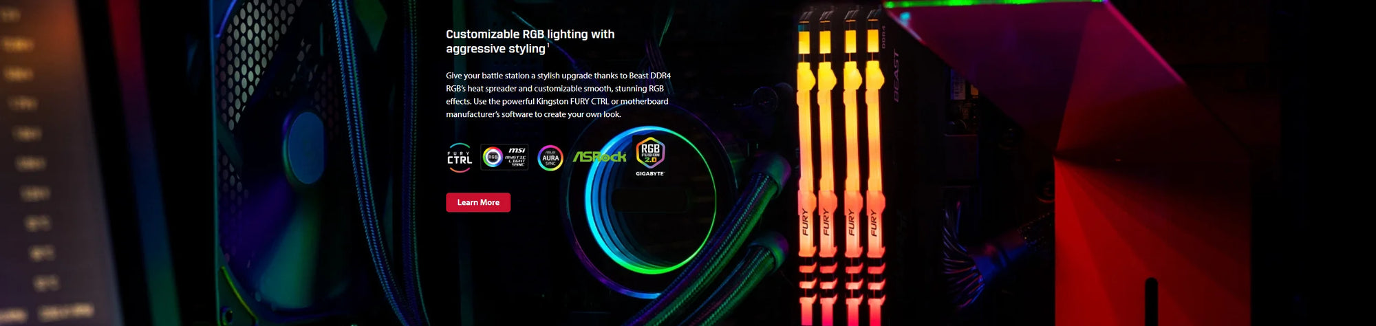 Kingston FURY Beast DDR4 RAM RGB 8GB 16GB 32GB 3200MHz 3600MHz Desktop AMD Intel CPU Motherboard Memory RAMs 288 PIN 1.35V