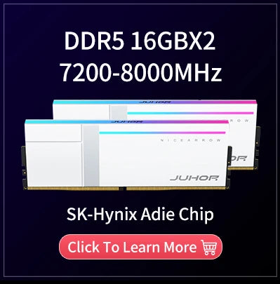 JUHOR Memoria Ram RGB DDR5 16GB 6000MHz 6400MHz PC5 Desktop Computer  Dimm Memory