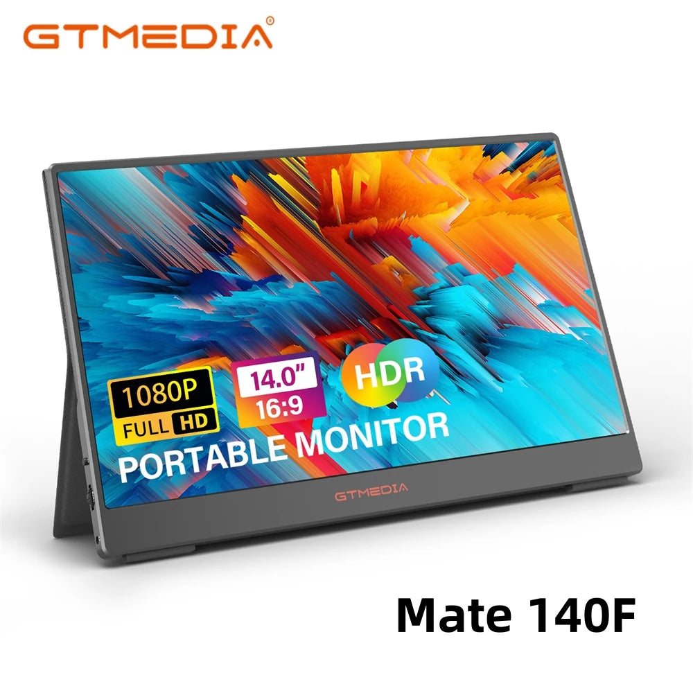 GTMEDIA 14Inch 1920*1080 IPS FHD Portable Monitor Travel Gaming Display Extender Screen for Laptop Phone Switch PS4 PS5 XboX Mac