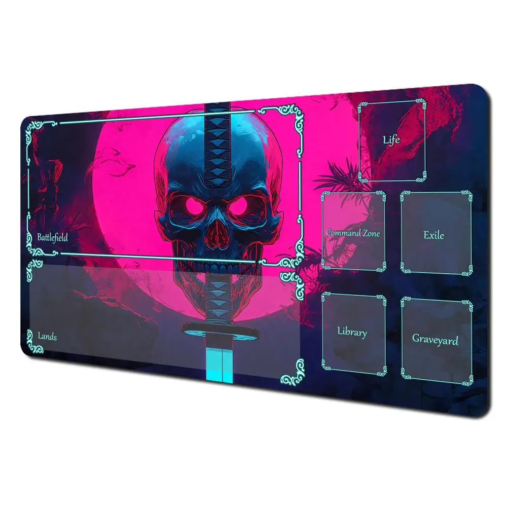 Magic Playmat card gaming mat with zone red full moon skull mtg playmat 35X60cm Desk Mat gathering game mat magic card rug