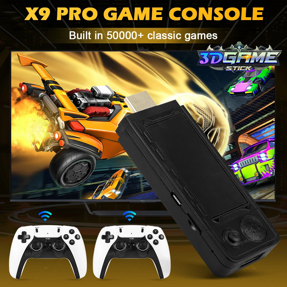 NEW 256G 50000+ Game X9 PRO Game Stick 4KHD Video Game Console 2.4G Double Wireless Controller 50+ Simulator For N64/PSP/PS1/GBA
