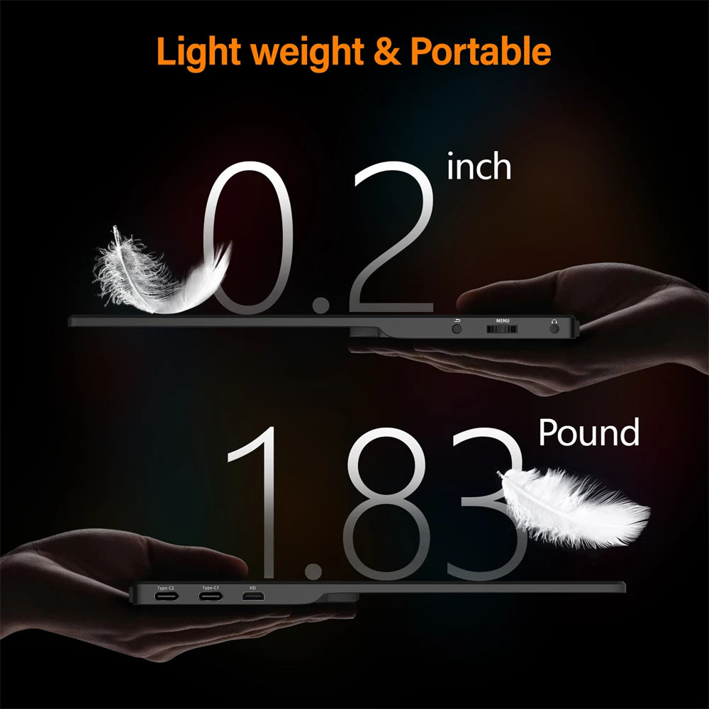 GTMEDIA 14Inch 1920*1080 IPS FHD Portable Monitor Travel Gaming Display Extender Screen for Laptop Phone Switch PS4 PS5 XboX Mac
