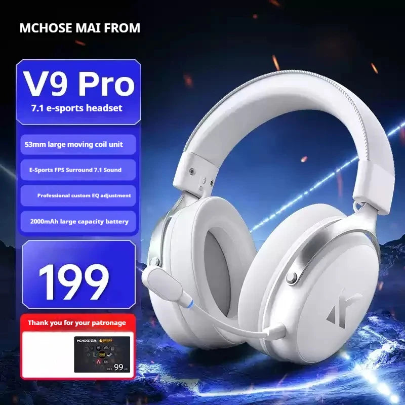 MCHOSE V9 pro Wireless Bluetooth Headset with Three Mode Microphone Noise Reduction Dynamic Low Delay for Office And Gaming