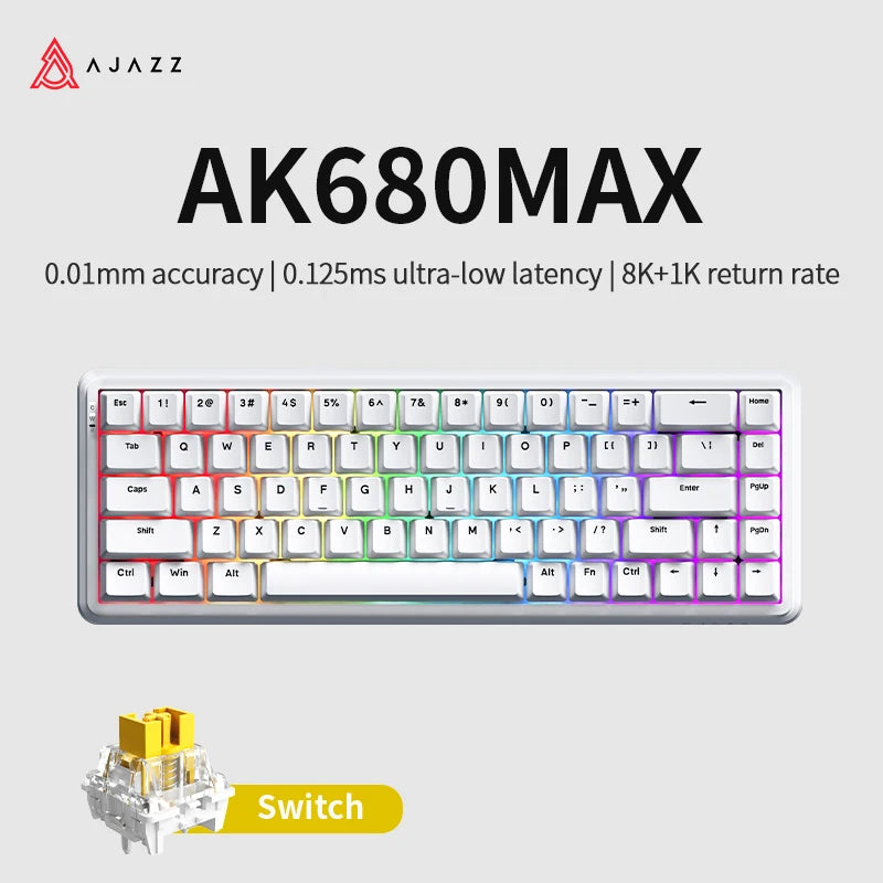 AJAZZAK680 MAX Wireless Magnetic Switch Keyboard Tri-Mode Mechanical Keyboard Gaming Esports 8K