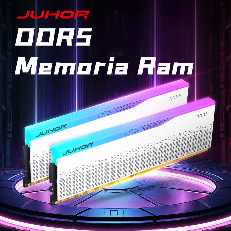JUHOR Memoria Ram RGB DDR5 16GB 6000MHz 6400MHz PC5 Desktop Computer  Dimm Memory