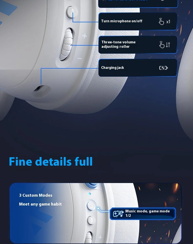 MCHOSE V9 pro Wireless Bluetooth Headset with Three Mode Microphone Noise Reduction Dynamic Low Delay for Office And Gaming