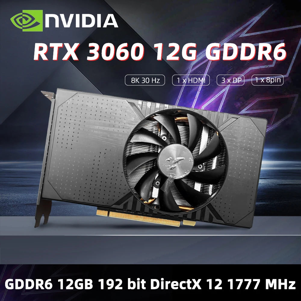 Nvidia GeForce RTX 3060 12GB GDDR6 & PH-RTX3060-12G/VGA & DUAL RTX3060 O12G Graphics Card  RTX3060 NVIDIA GPU Rtx 3060