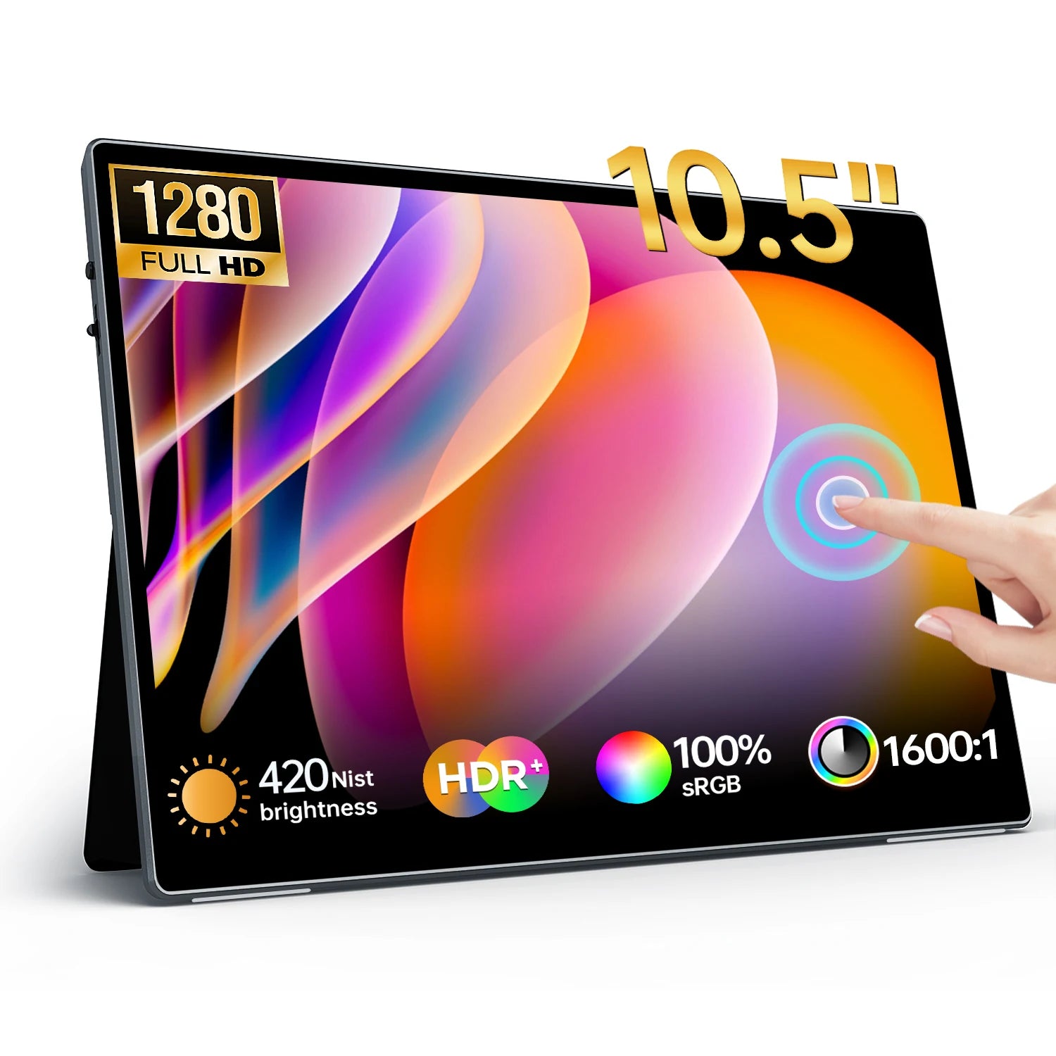 HAILESI 10.5inch Portable Display for gaming/PS5/Switch/Xbox for office/productivity/remote work USB‑C Mini HDMI Touch screen