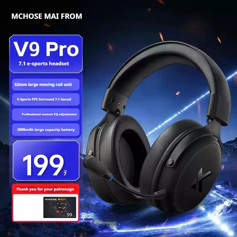 MCHOSE V9 pro Wireless Bluetooth Headset with Three Mode Microphone Noise Reduction Dynamic Low Delay for Office And Gaming