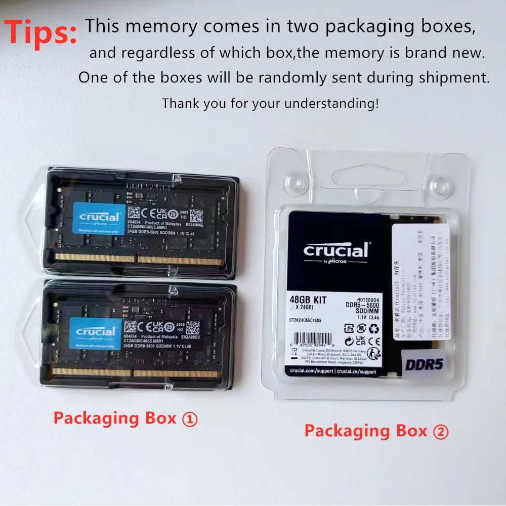 Crucial Notebook memory module DDR5 24GB 5600MHZ CL46  1.1V RAM