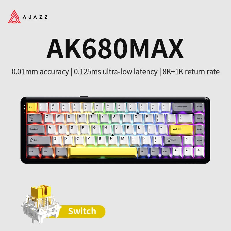 AJAZZAK680 MAX Wireless Magnetic Switch Keyboard Tri-Mode Mechanical Keyboard Gaming Esports 8K