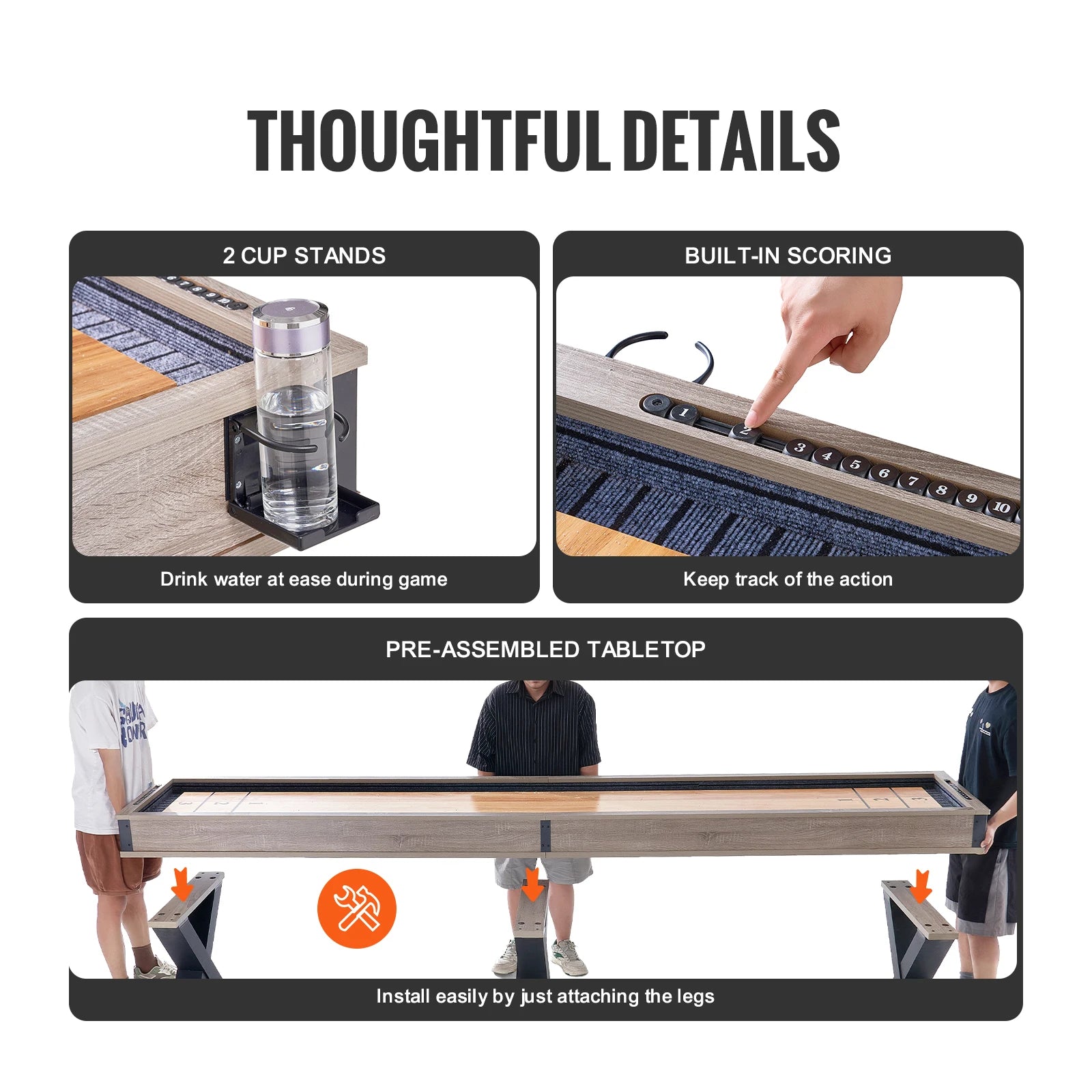 VEVOR Shuffleboard Table Shuffleboard for Family Game Rooms 2 in 1 Shuffleboard and Bowling Combo Game Set with Playfield Legs