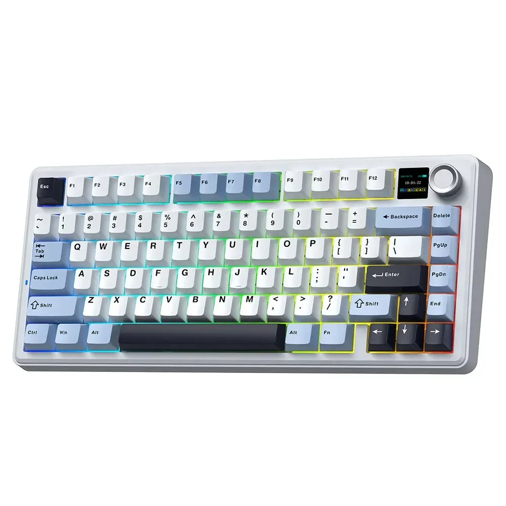 AULA F75 MAX Wireless Bluetooth Mechanical Keyboard Wired Hot-Swap RGB Gaming Keyboard Three Mode 75% 81 Keys TFT Screen Gamer