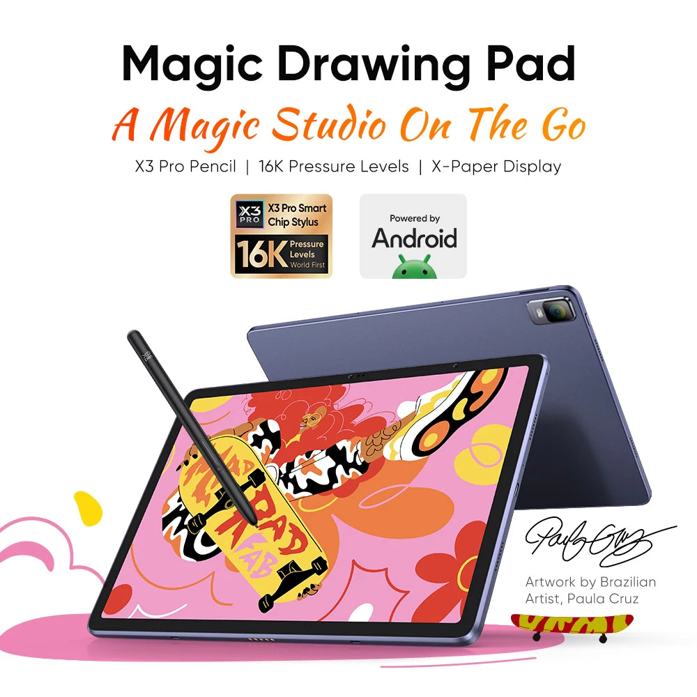 XPPen Android Tablet 12.2 inch Magic Drawing Pad Graphics Tablet with X3 Pro Pencil (16K Pressure/No Charging) 8000mAh Battery