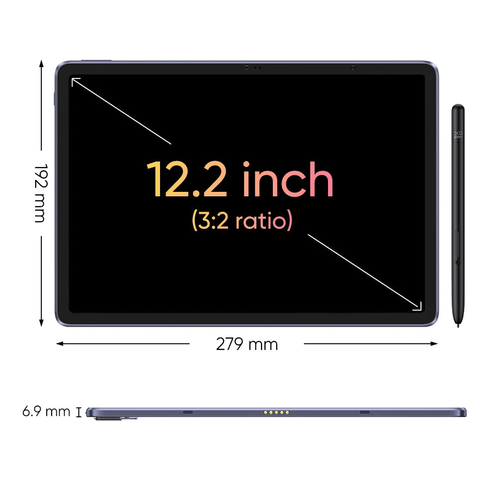 XPPen Android Tablet 12.2 inch Magic Drawing Pad Graphics Tablet with X3 Pro Pencil (16K Pressure/No Charging) 8000mAh Battery