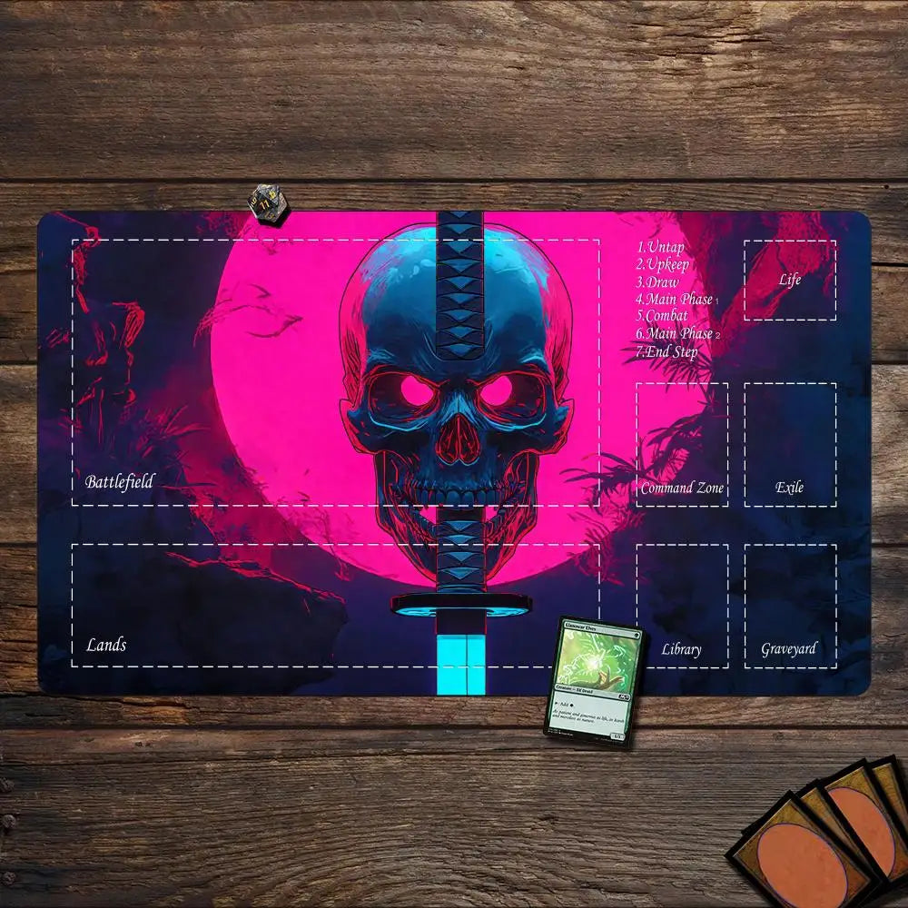 Magic Playmat card gaming mat with zone red full moon skull mtg playmat 35X60cm Desk Mat gathering game mat magic card rug