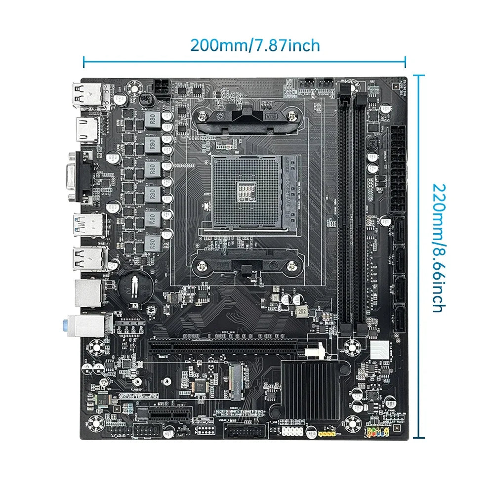 SOYO Motherboard Classic AMD B450M Dual-channel DDR4 Memory AM4 Mainboard M.2 NVME (Supports Ryzen 5500 5600 5600G CPU) Full New