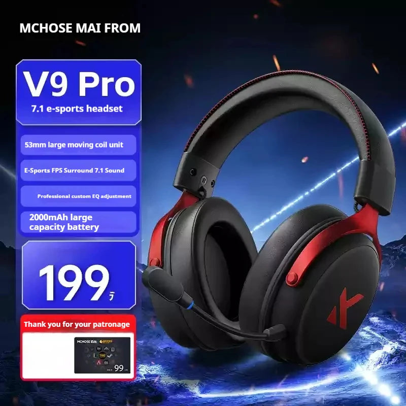 MCHOSE V9 pro Wireless Bluetooth Headset with Three Mode Microphone Noise Reduction Dynamic Low Delay for Office And Gaming