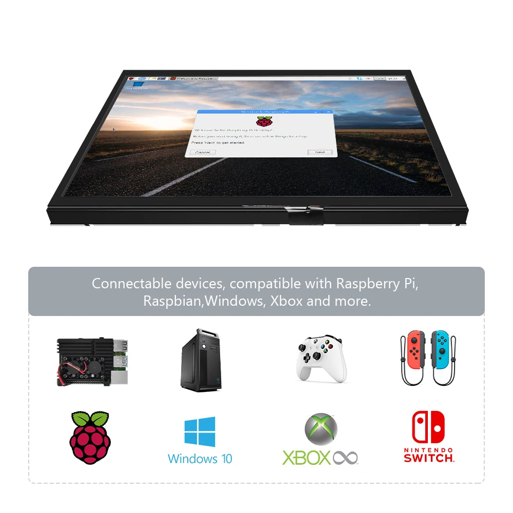Portable Monitor gamer10.1 inch HD LCD (H) Computer Second 1024*600 LCD Display for PC Capacitive Touch Screen Raspberry Pi