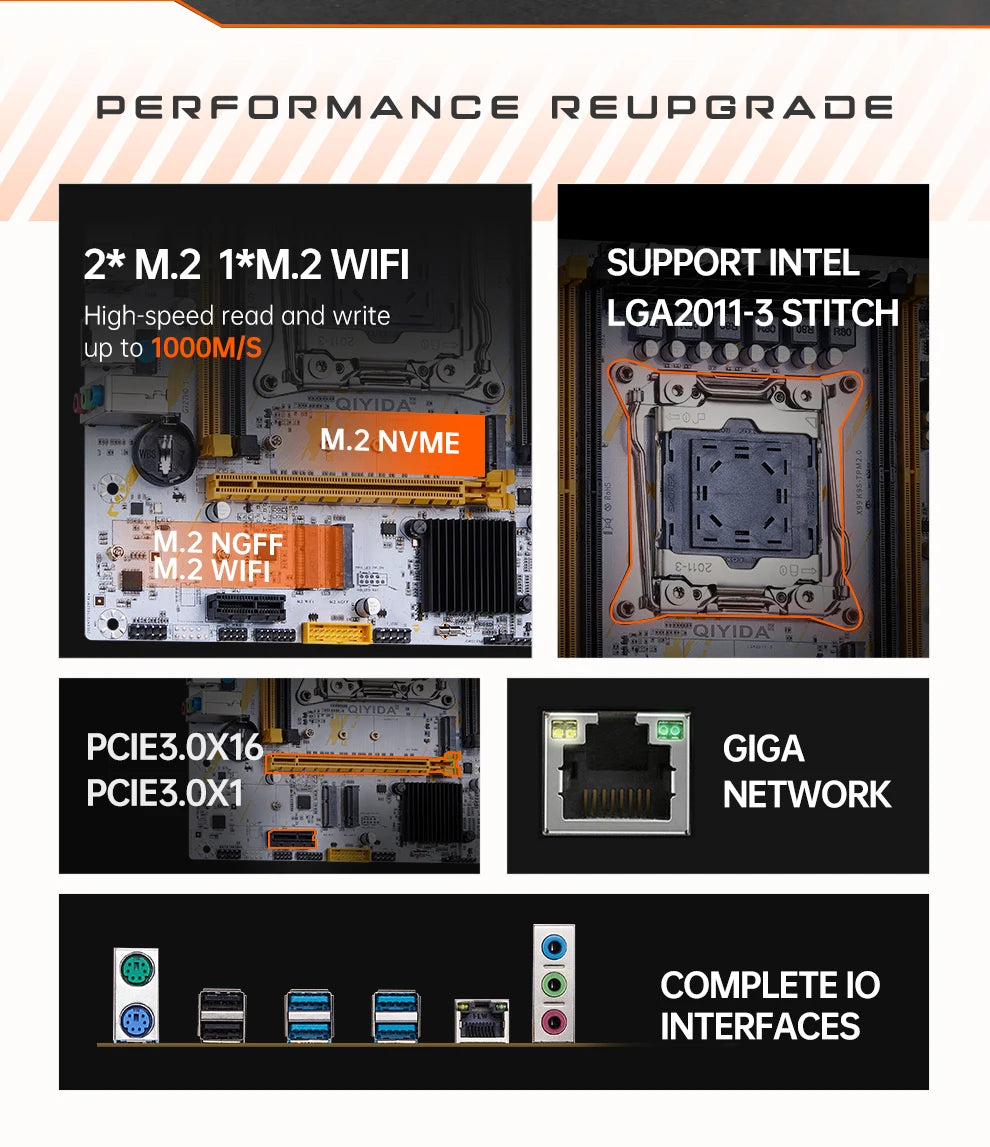 QIYIDA X99 Motherboard set LGA2011 3 kit With Xeon E5 2680 V3 CPU Processor support DDR4 RAM Memory 16GB NVME M.2 NGFF X99C612