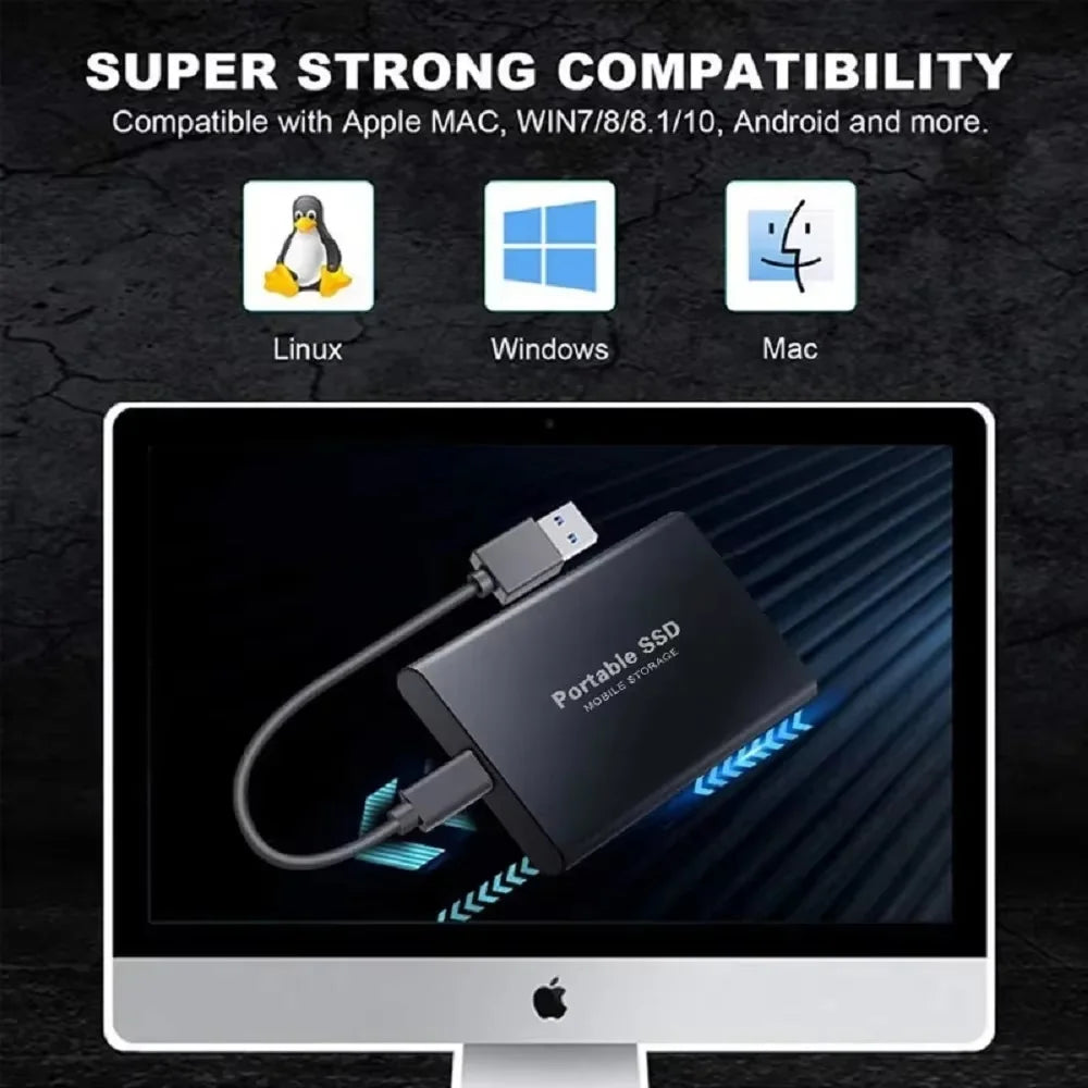 NEW Portable SSD 128TB/256TB/1TB External Hard Drive USB3.1 Solid State Disk High Speed Storage Device  for Phone/Loptop/Mac/PC