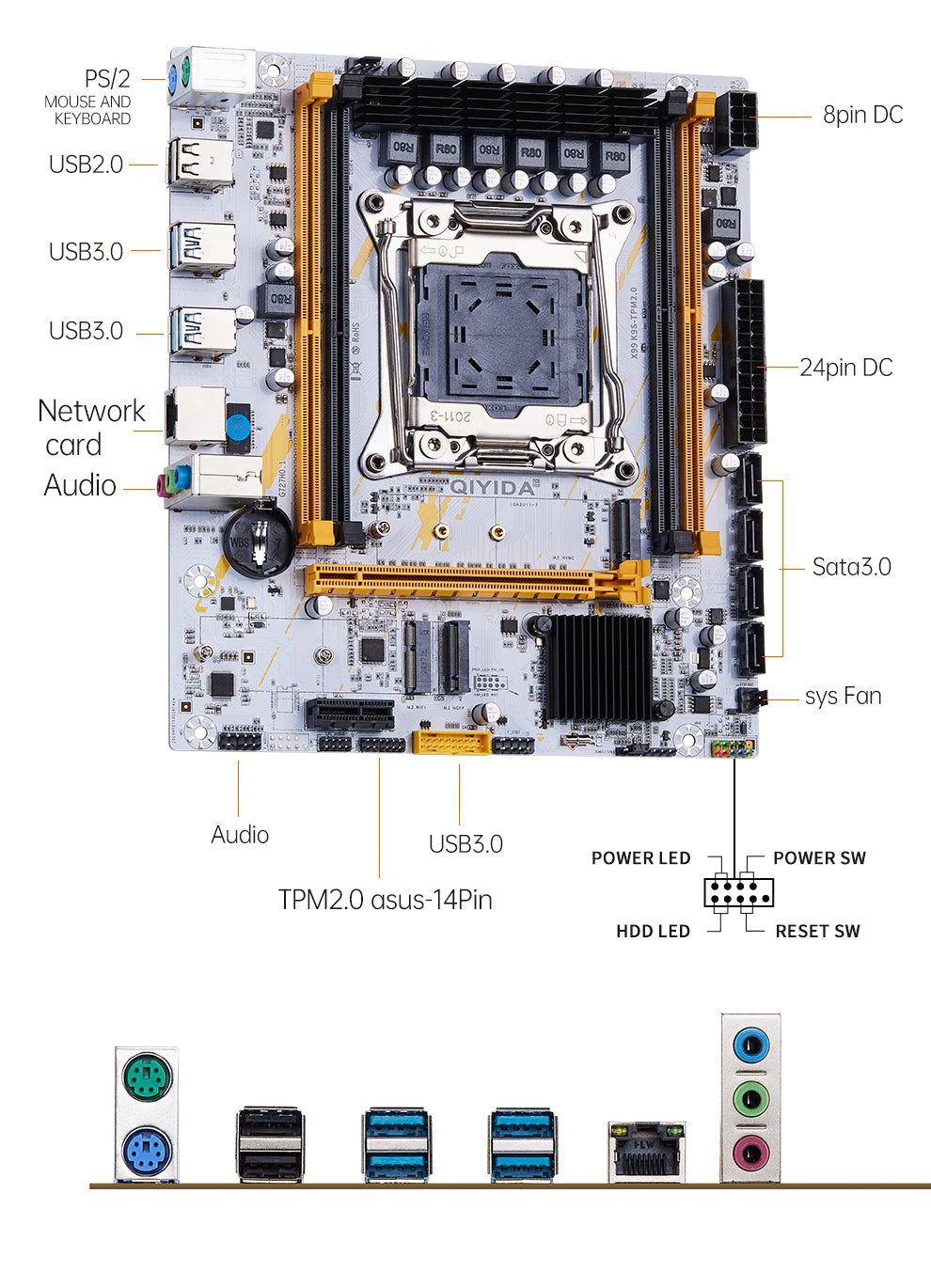 QIYIDA X99 Motherboard set LGA2011 3 kit With Xeon E5 2680 V3 CPU Processor support DDR4 RAM Memory 16GB NVME M.2 NGFF X99C612