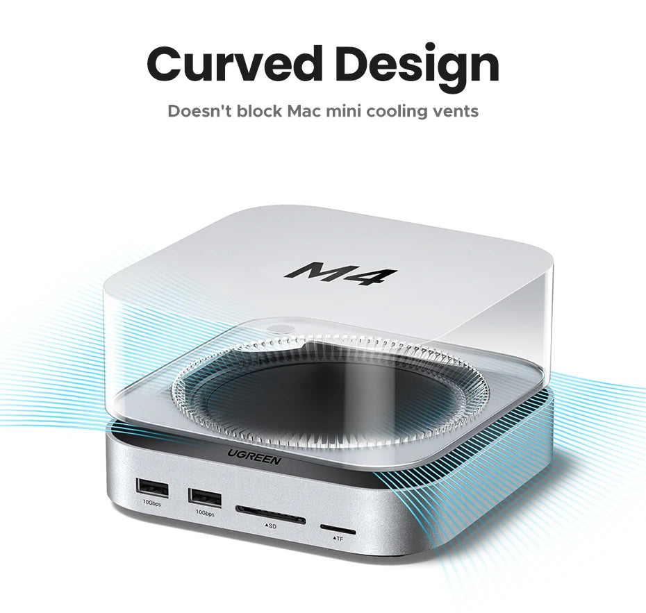 UGREEN Mac Mini Docking Station USB HUB Type-C to DP 4K240Hz M.2 NVMe SSD Slot 10Gbps USB-A Splitter SD&TF 3.5MM for Mac Mini M4