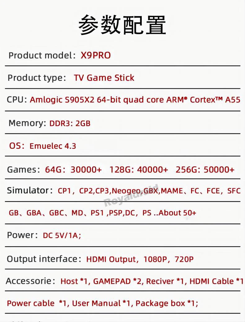 NEW 256G 50000+ Game X9 PRO Game Stick 4KHD Video Game Console 2.4G Double Wireless Controller 50+ Simulator For N64/PSP/PS1/GBA