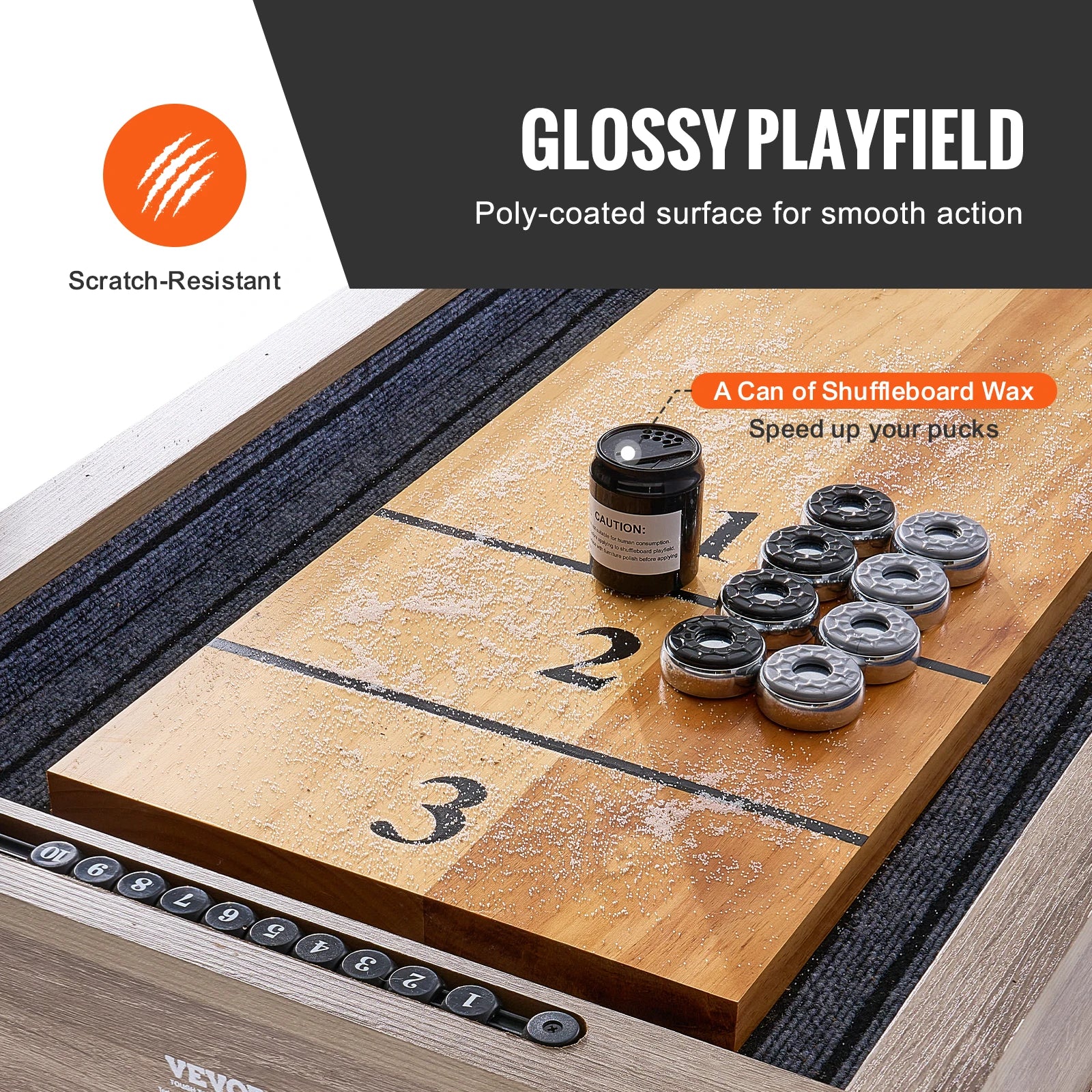 VEVOR Shuffleboard Table Shuffleboard for Family Game Rooms 2 in 1 Shuffleboard and Bowling Combo Game Set with Playfield Legs