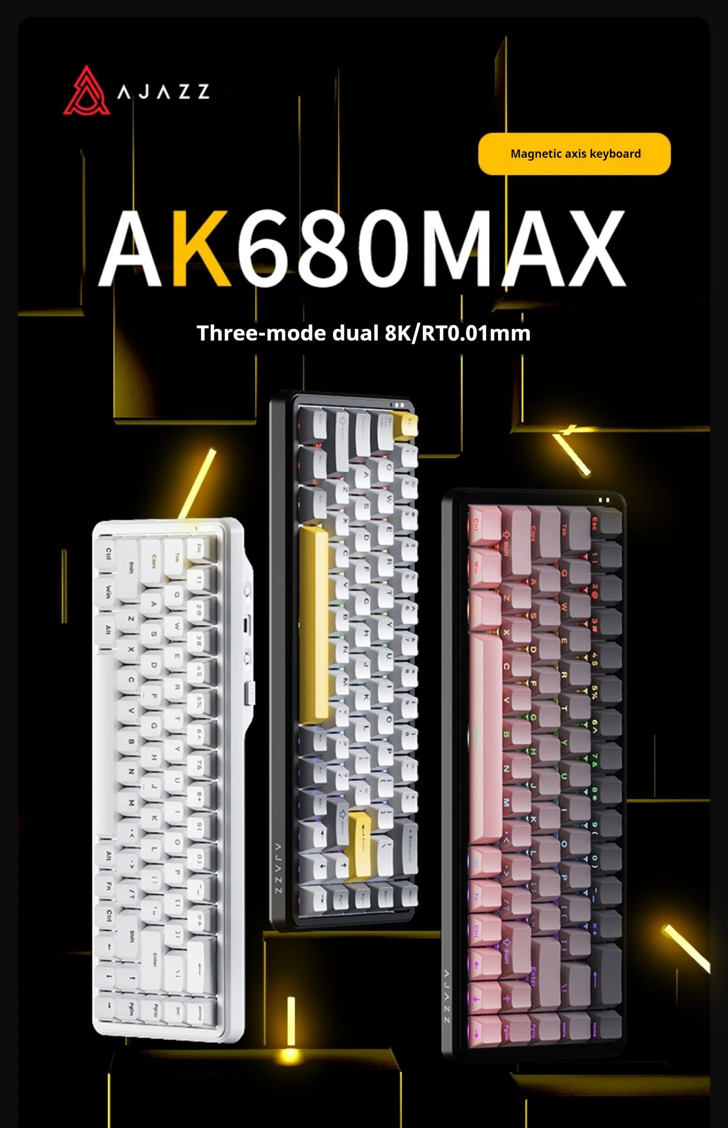 AJAZZAK680 MAX Wireless Magnetic Switch Keyboard Tri-Mode Mechanical Keyboard Gaming Esports 8K
