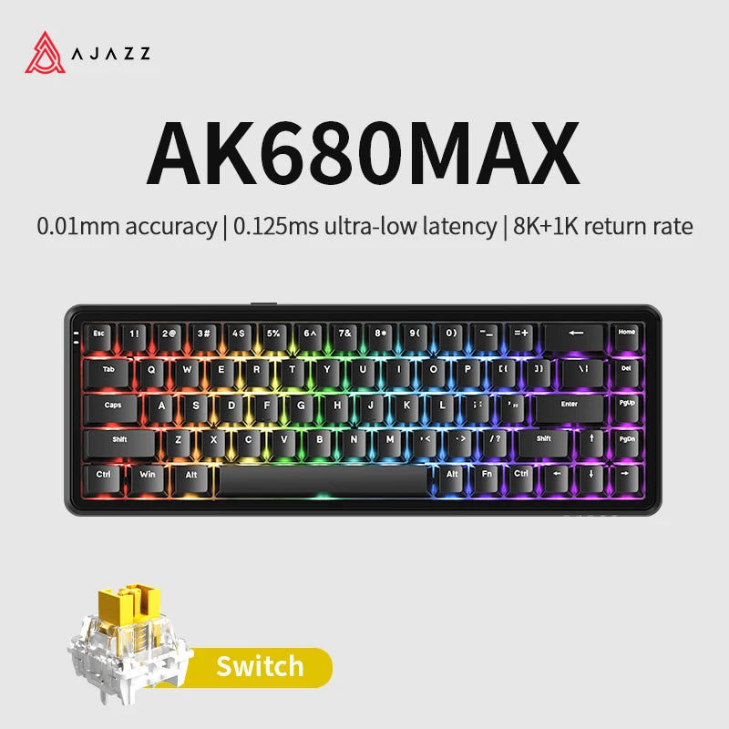 AJAZZAK680 MAX Wireless Magnetic Switch Keyboard Tri-Mode Mechanical Keyboard Gaming Esports 8K