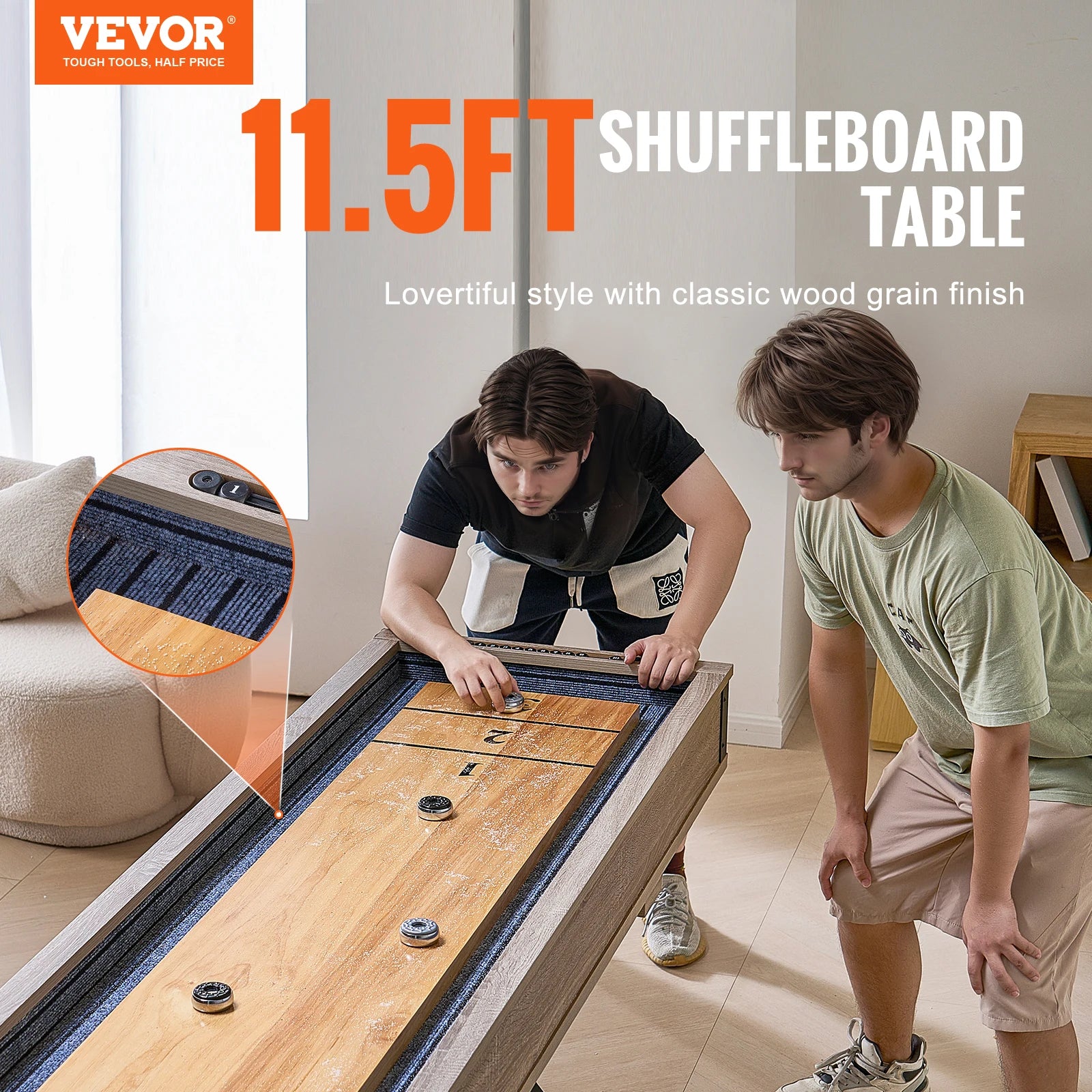 VEVOR Shuffleboard Table Shuffleboard for Family Game Rooms 2 in 1 Shuffleboard and Bowling Combo Game Set with Playfield Legs
