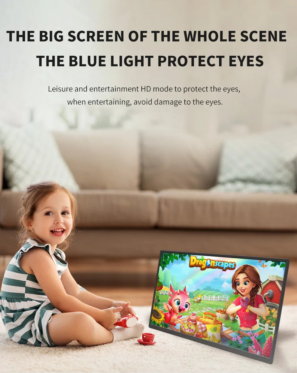 HGFRTEE 18.5inch Portable Monitor ADS-IPS 100Hz RGB100% Extended Display Laptop Second Screen With VESA Hole&Stand