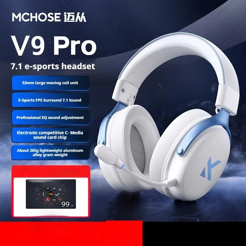 MCHOSE V9 pro Wireless Bluetooth Headset with Three Mode Microphone Noise Reduction Dynamic Low Delay for Office And Gaming