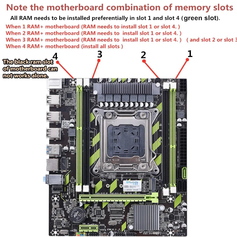 ENVINDA  X79 Motherboard LGA 2011 USB2.0 SATA3 Support REG Memory ECC And Processor Xeon E5 4DDR3 PCI-E NVME M.2