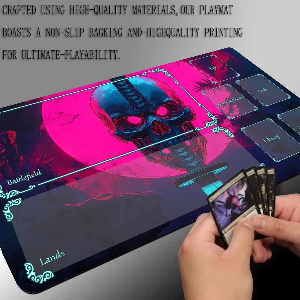 Magic Playmat card gaming mat with zone red full moon skull mtg playmat 35X60cm Desk Mat gathering game mat magic card rug