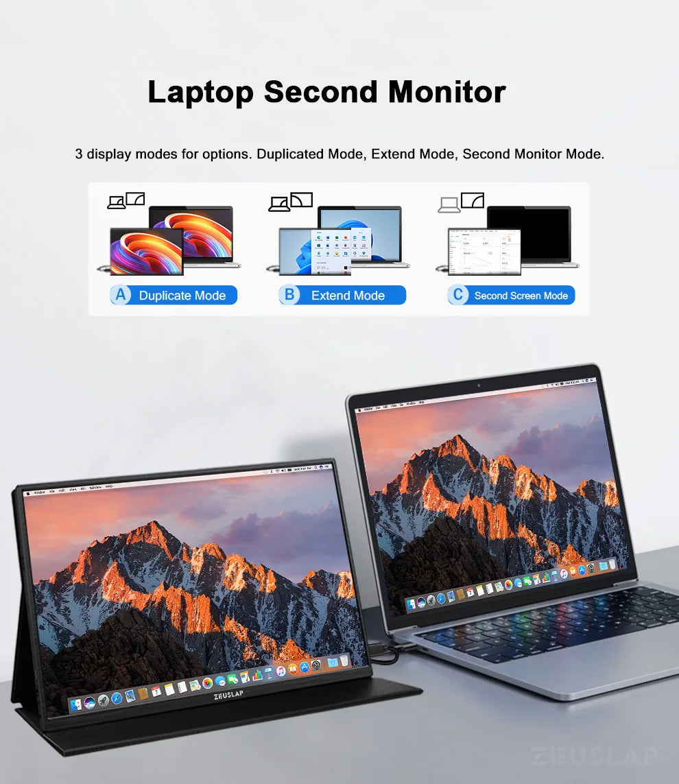 ZEUSLAP 14" 16:10 Portable Monitor 1920*1200P 100%sRGB 400Cd/m² Travel Display for LG Gram Laptop Computer Extend Screen