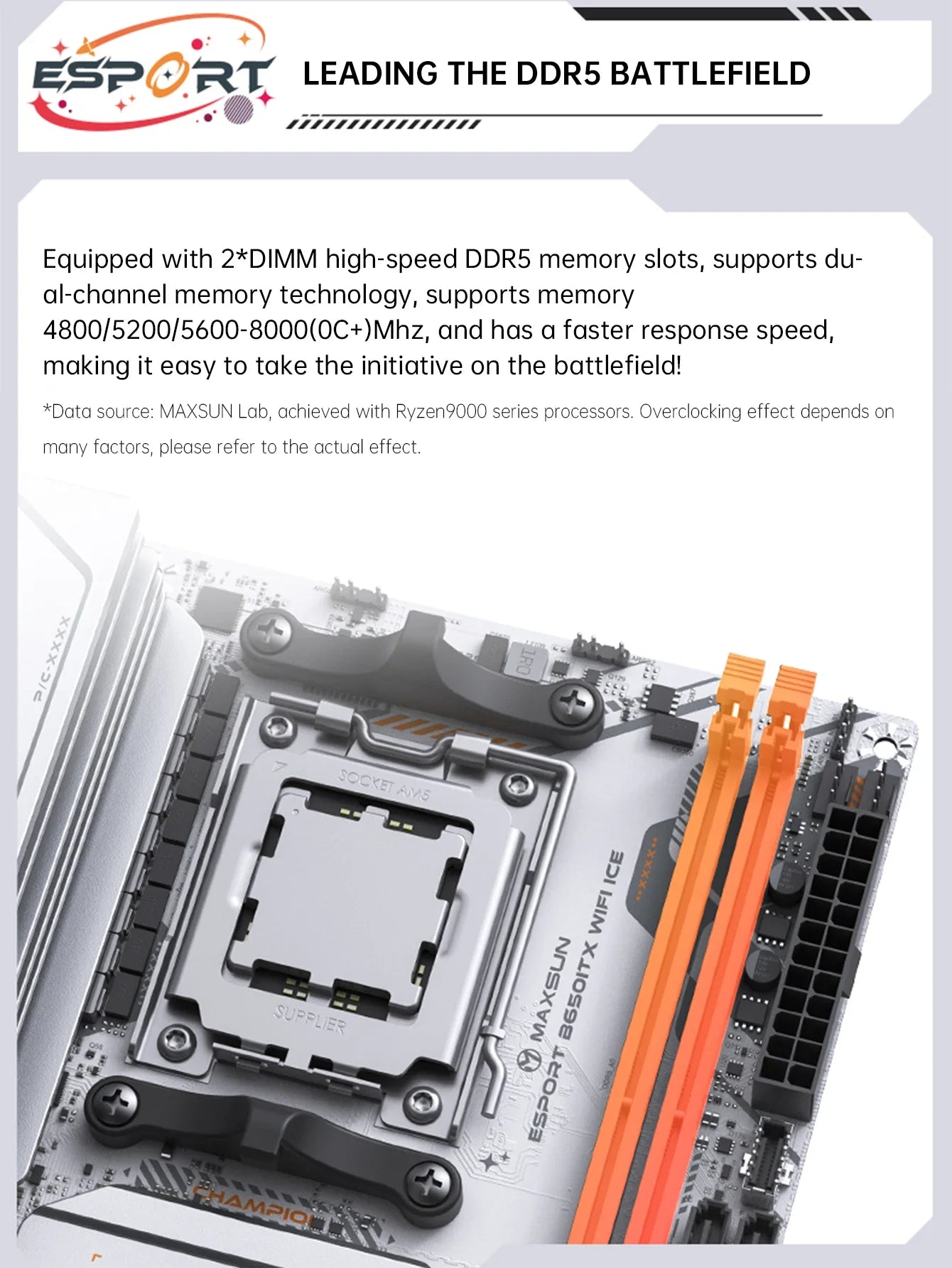 MAXSUN B650M Motherboard ITX AMD Ryzen AM5 DDR5 Supports 4800/5200/5600-8000 (OC+) memory Pcie5.0x16 2*Pcie4.0x4 M.2 ARGB WIFI 6