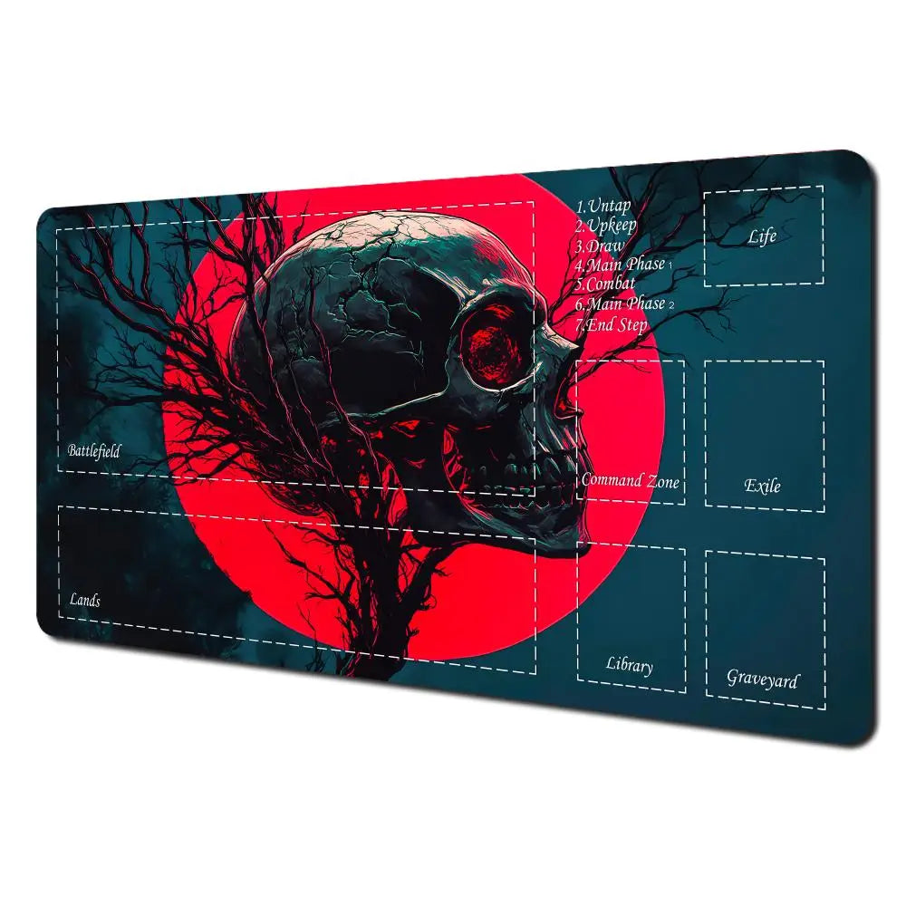 Magic Playmat card gaming mat with zone red full moon skull mtg playmat 35X60cm Desk Mat gathering game mat magic card rug
