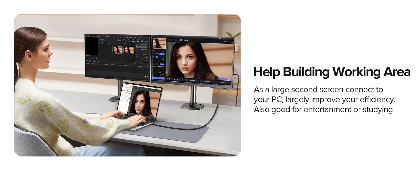 AHXJKA 23.8"Portable Monitor 350nits 100Hz 100%sRGB IPS Expand Office Display for PC Laptop Phone XBox Switch w/type-c mini HDMI